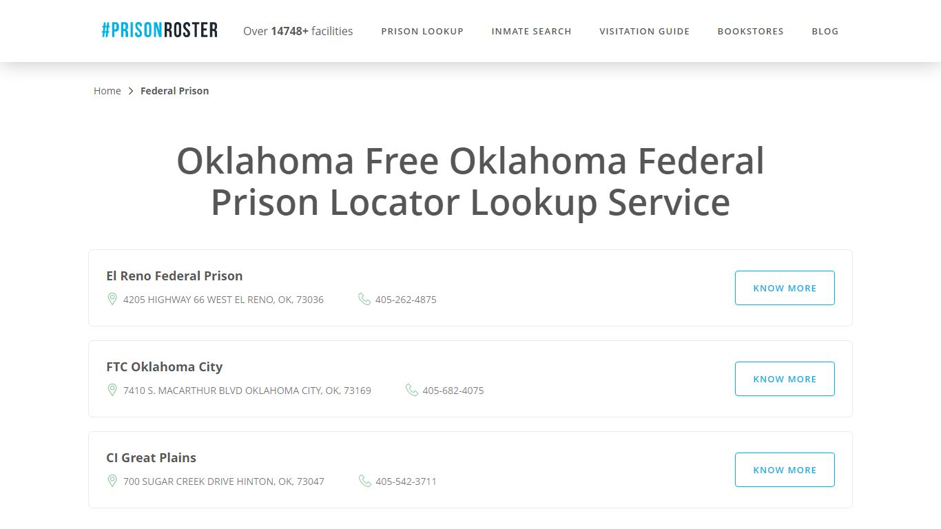 Oklahoma Federal Prison Inmate Lookup - Prisonroster